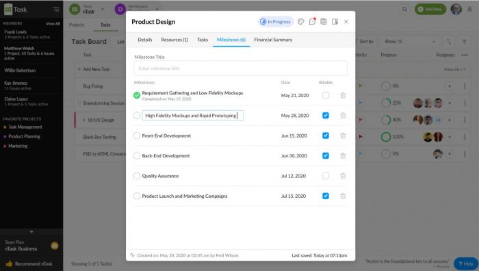 Set Milestones in nTask Project